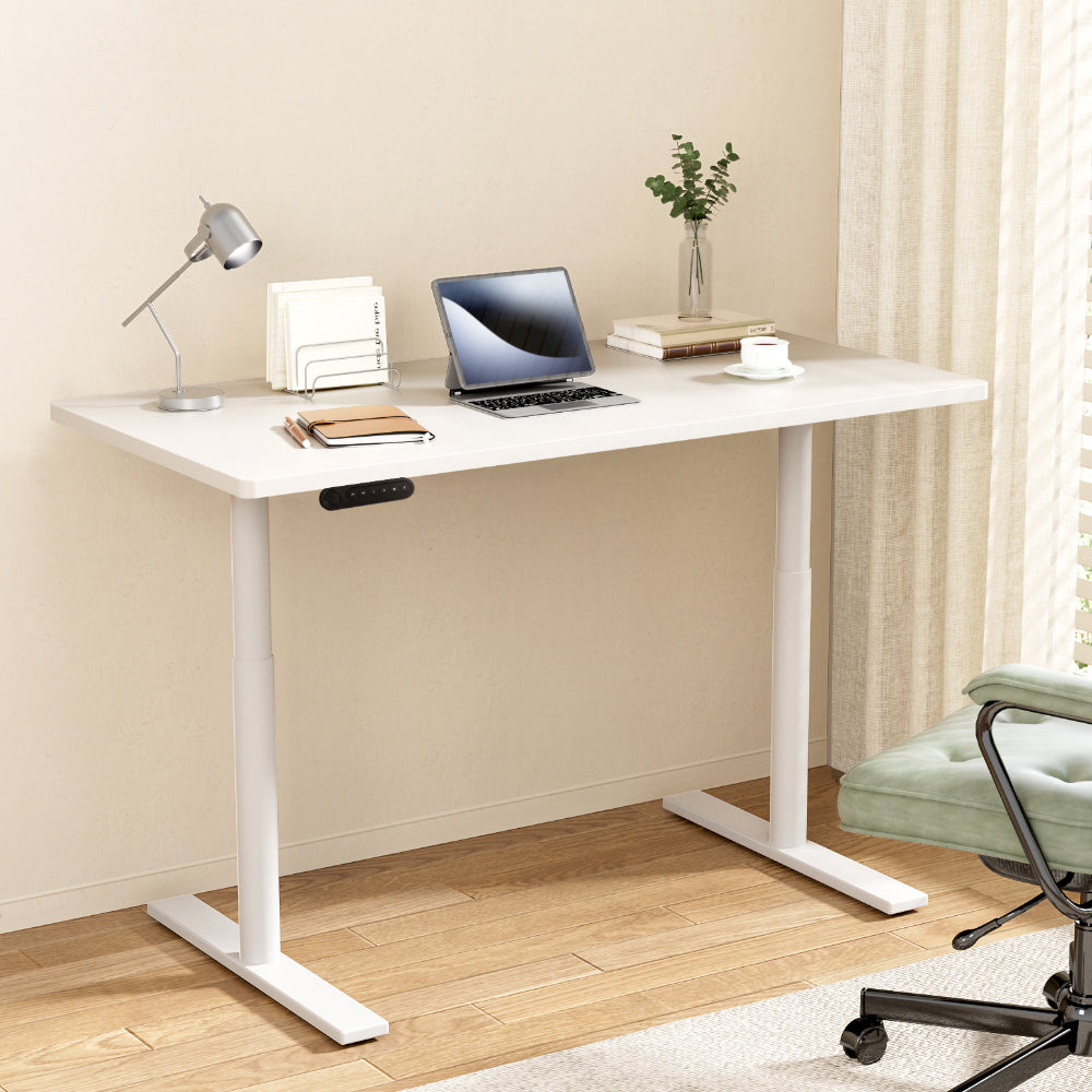 Artiss Standing Desk Motorised Electric Dual Motor 140CM White HASD-B-M10-WHDF-WHDB-140