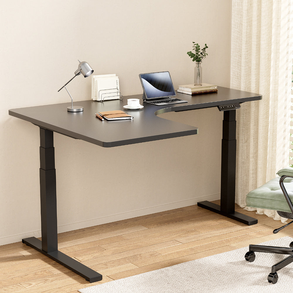 Artiss Standing Desks L-shape Motorised 160CM Black HASD-B-M70-BK-160