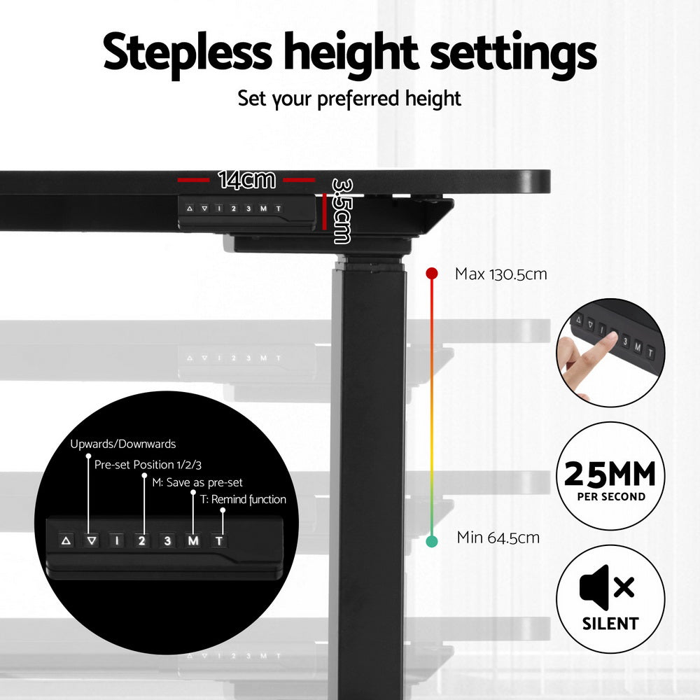 Artiss Standing Desks L-shape Motorised 160CM Black HASD-B-M70-BK-160