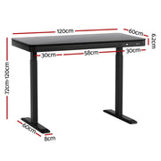 Artiss Standing Desk Motorised Electric Motor Drawer 120CM Black HASD-B-S08-BK