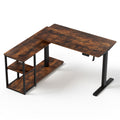 Artiss Electric Standing Desk Adjustable Motorised 120CM L Shaped Rustic Brown HASD-B-S08-L-SHELF-WA-ABC