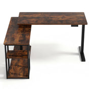 Artiss Electric Standing Desk Adjustable Motorised 120CM L Shaped Rustic Brown HASD-B-S08-L-SHELF-WA-ABC