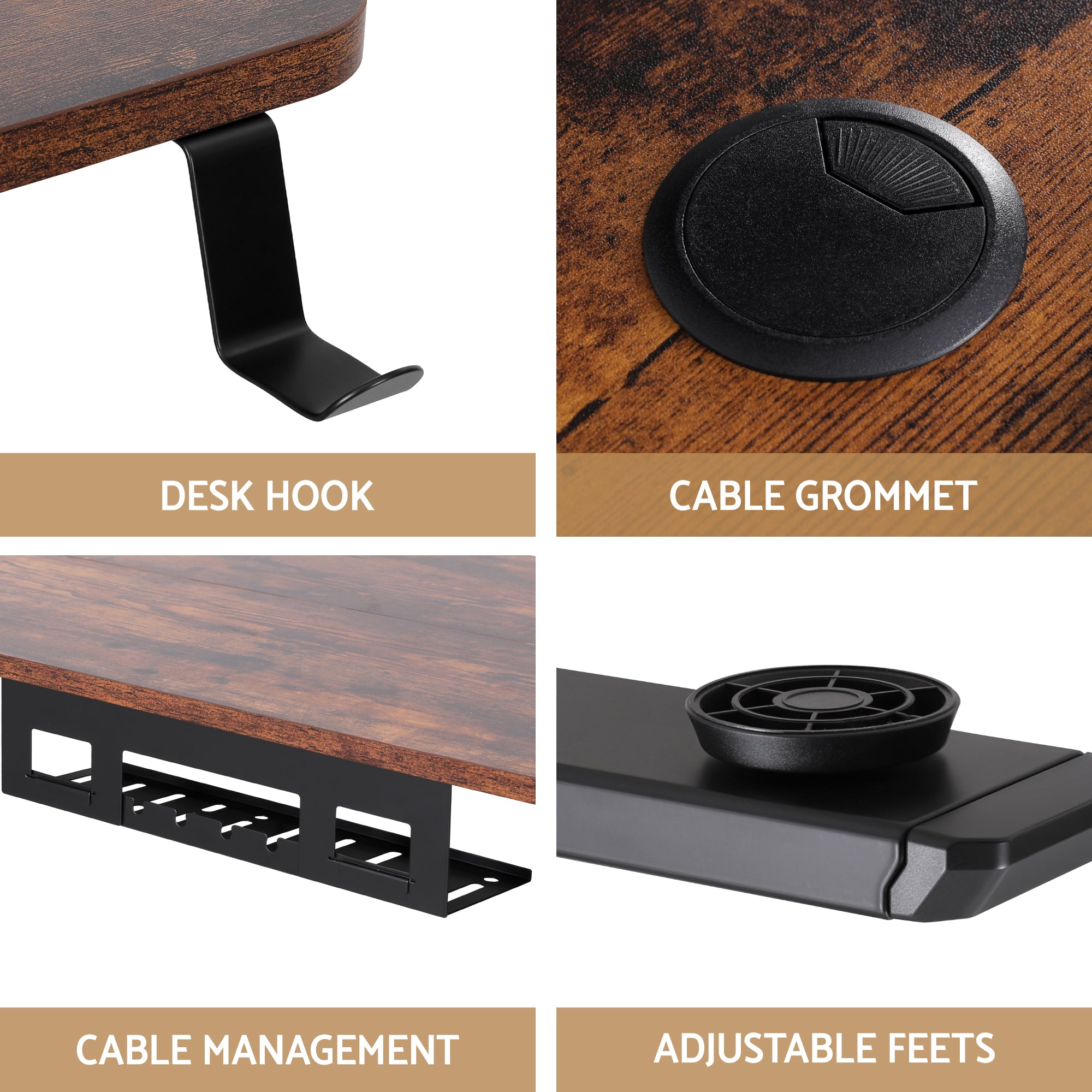 Artiss Electric Standing Desk Adjustable Motorised 120CM L Shaped Rustic Brown HASD-B-S08-L-SHELF-WA-ABC