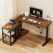 Artiss Electric Standing Desk Adjustable Motorised 120CM L Shaped Rustic Brown HASD-B-S08-L-SHELF-WA-ABC