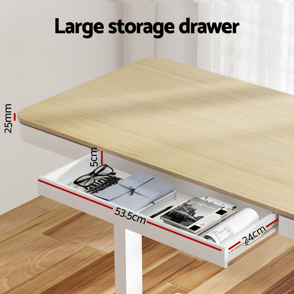Artiss Standing Desk Motorised Electric Dual Motor Draw 120CM Oak HASD-B-S08-NW
