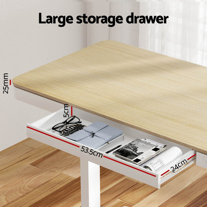 Artiss Standing Desk Motorised Electric Dual Motor Draw 120CM Oak HASD-B-S08-NW