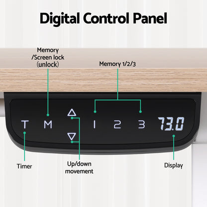 Artiss Standing Desk Sit Stand Touch Control Electric Oak 140CM HASD-B-S08-TOUCH-NW-AB