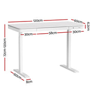 Artiss Standing Desk Motorised Electric Desks Drawer 120CM White HASD-B-S08-WH