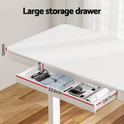 Artiss Standing Desk Motorised Electric Desks Drawer 120CM White HASD-B-S08-WH
