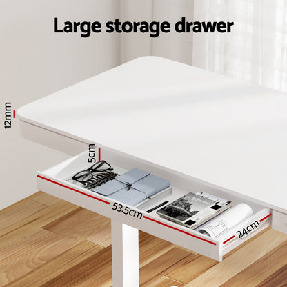 Artiss Standing Desk Motorised Electric Desks Drawer 120CM White HASD-B-S08-WH