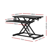 Artiss Standing Desk Riser Height Adjustable Black 80CM HASD-B-S28-BK
