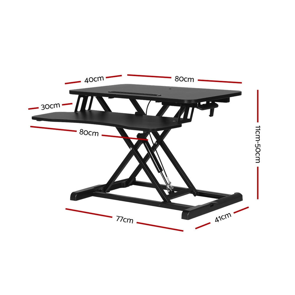 Artiss Standing Desk Riser Height Adjustable Black 80CM HASD-B-S28-BK