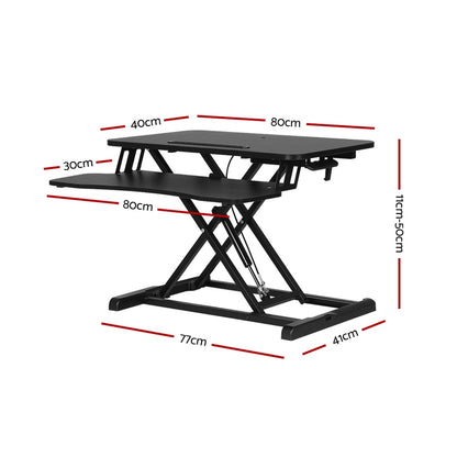 Artiss Standing Desk Riser Height Adjustable Black 80CM HASD-B-S28-BK