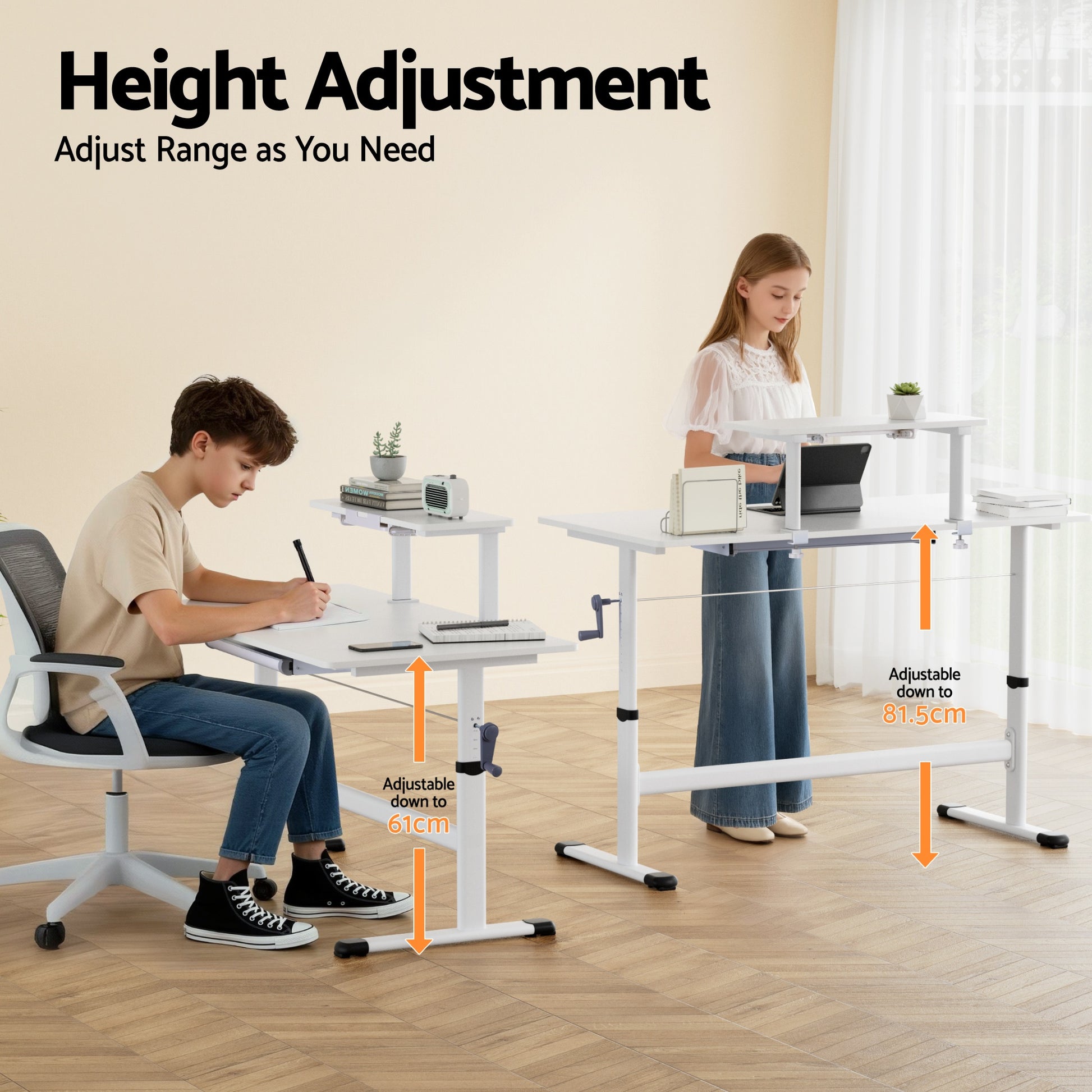 Artiss Standing Desk Height Adjustable Workstation Computer Desks Study 120CM White HASD-C-MANUAL-120-WH