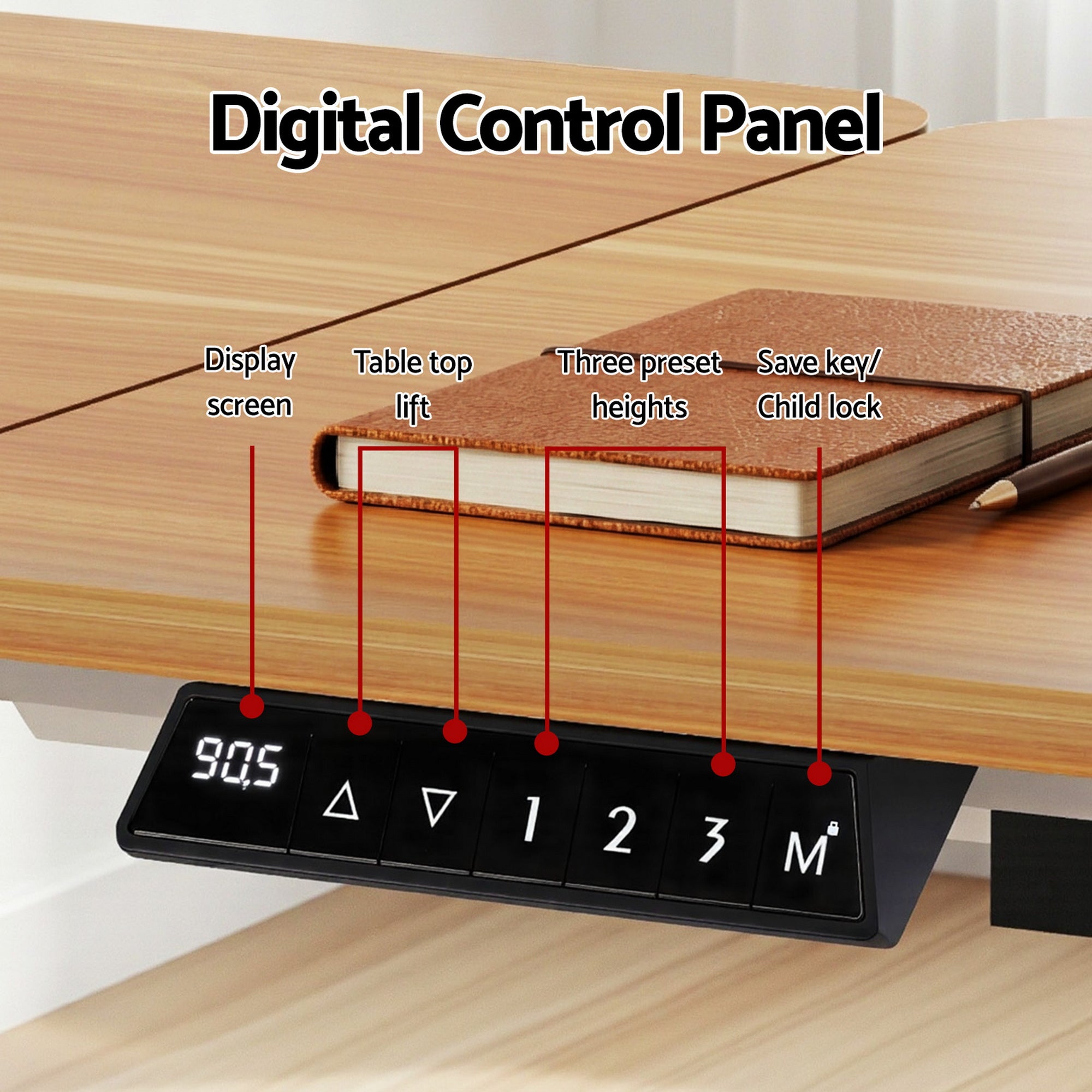 Artiss Electric Standing Desk Height Adjustable Sit Stand Desk Tilting Top HASD-CD105-WD-AB