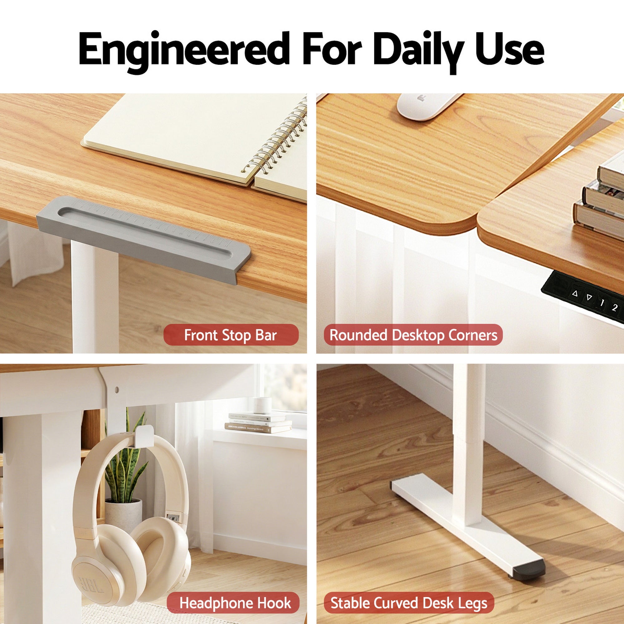 Artiss Electric Standing Desk Height Adjustable Sit Stand Desk Tilting Top HASD-CD105-WD-AB