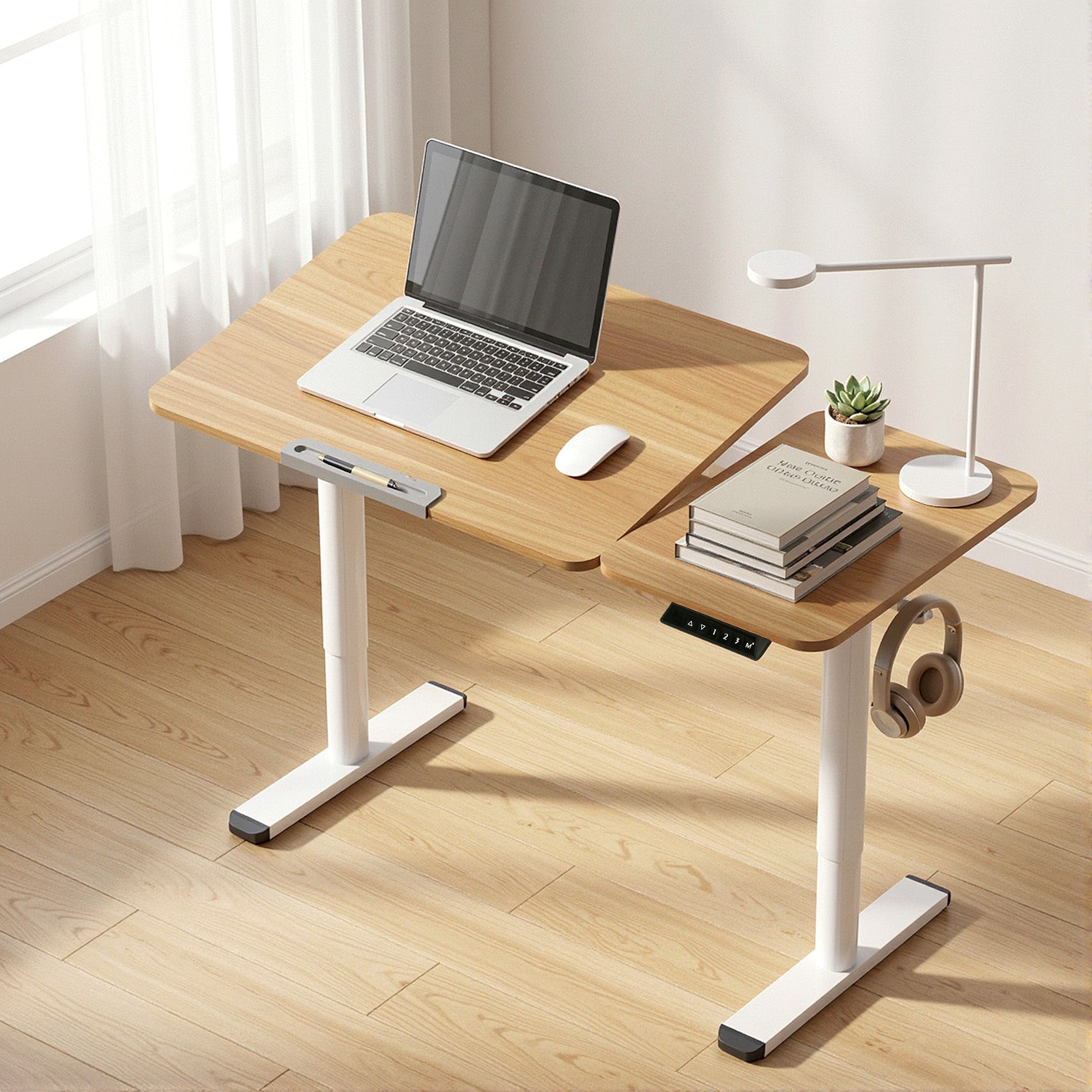 Artiss Electric Standing Desk Height Adjustable Sit Stand Desk Tilting Top HASD-CD105-WD-AB