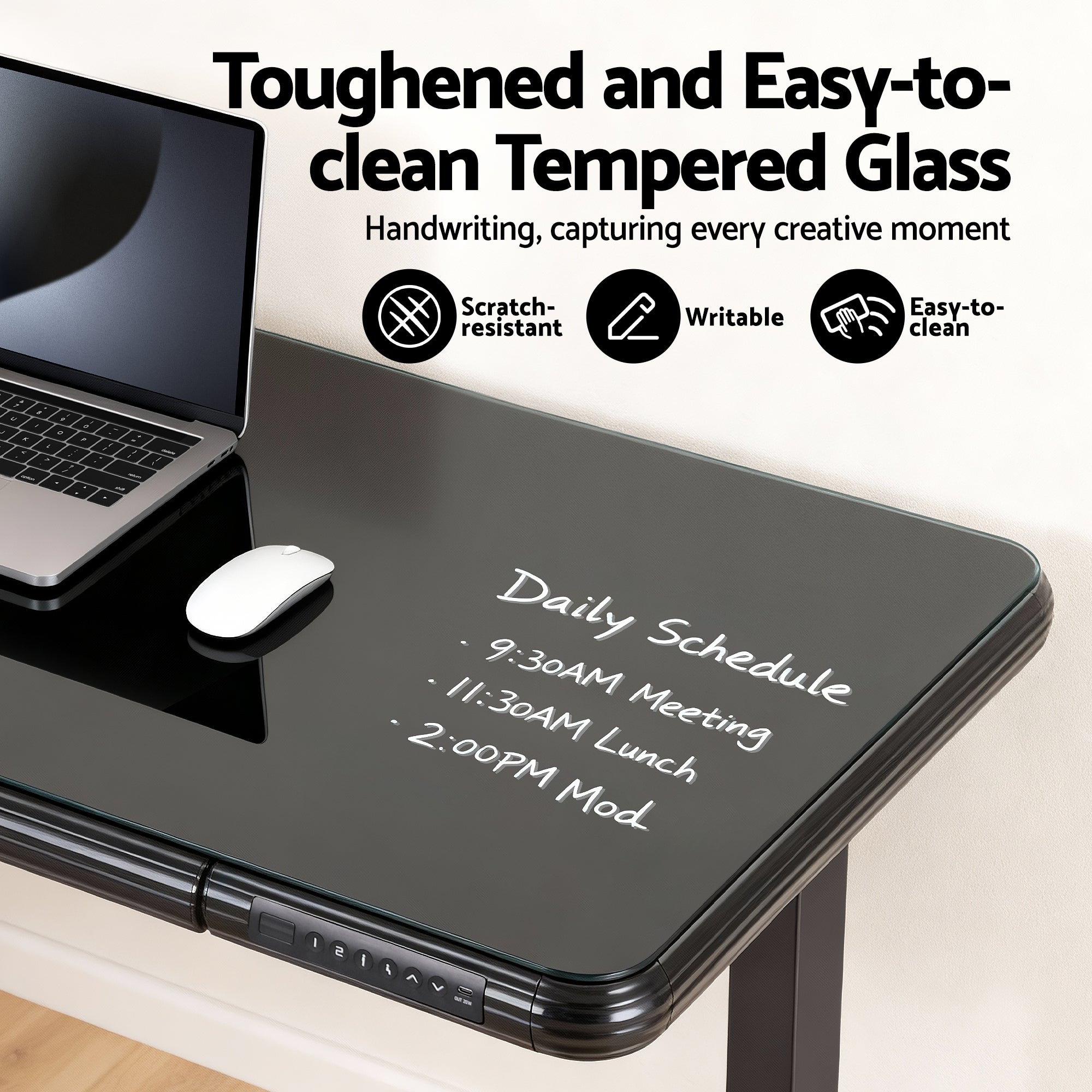 Artiss Electric Standing Desk Motorised Glass Top Black 120CM HASD-ET156C-GLASS-BK-AB