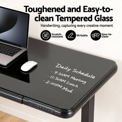Artiss Electric Standing Desk Motorised Glass Top Black 120CM HASD-ET156C-GLASS-BK-AB