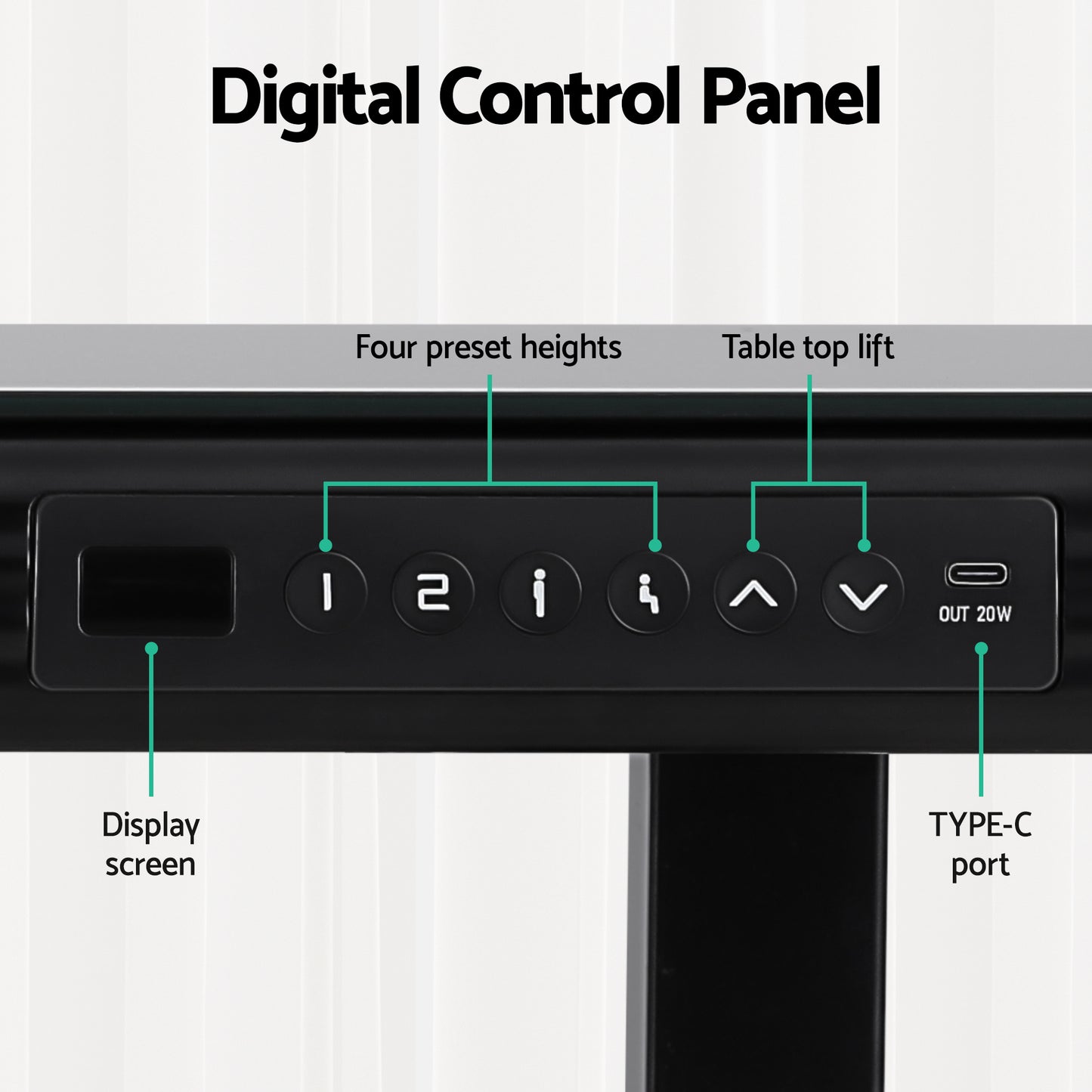 Artiss Electric Standing Desk Motorised Glass Top Black 120CM HASD-ET156C-GLASS-BK-AB