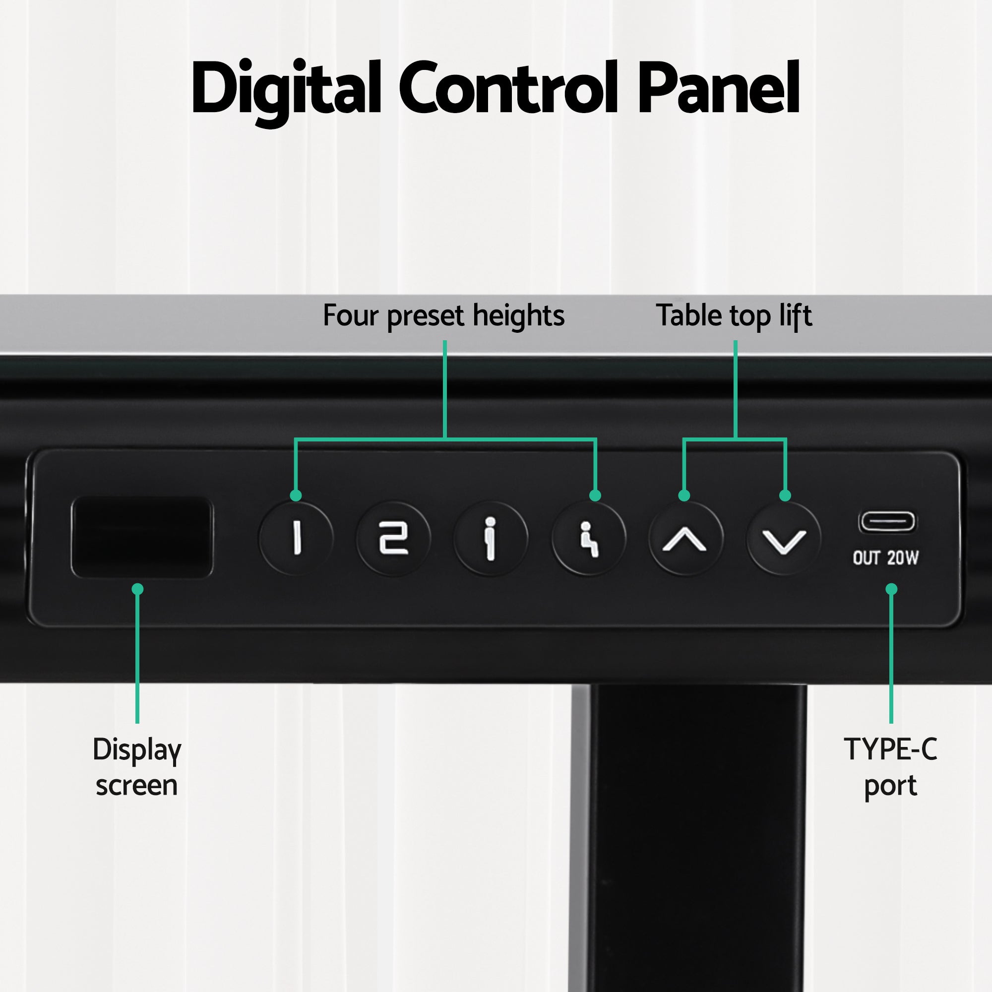 Artiss Electric Standing Desk Motorised Glass Top Black 120CM HASD-ET156C-GLASS-BK-AB