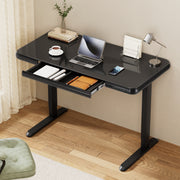 Artiss Electric Standing Desk Motorised Glass Top Black 120CM HASD-ET156C-GLASS-BK-AB