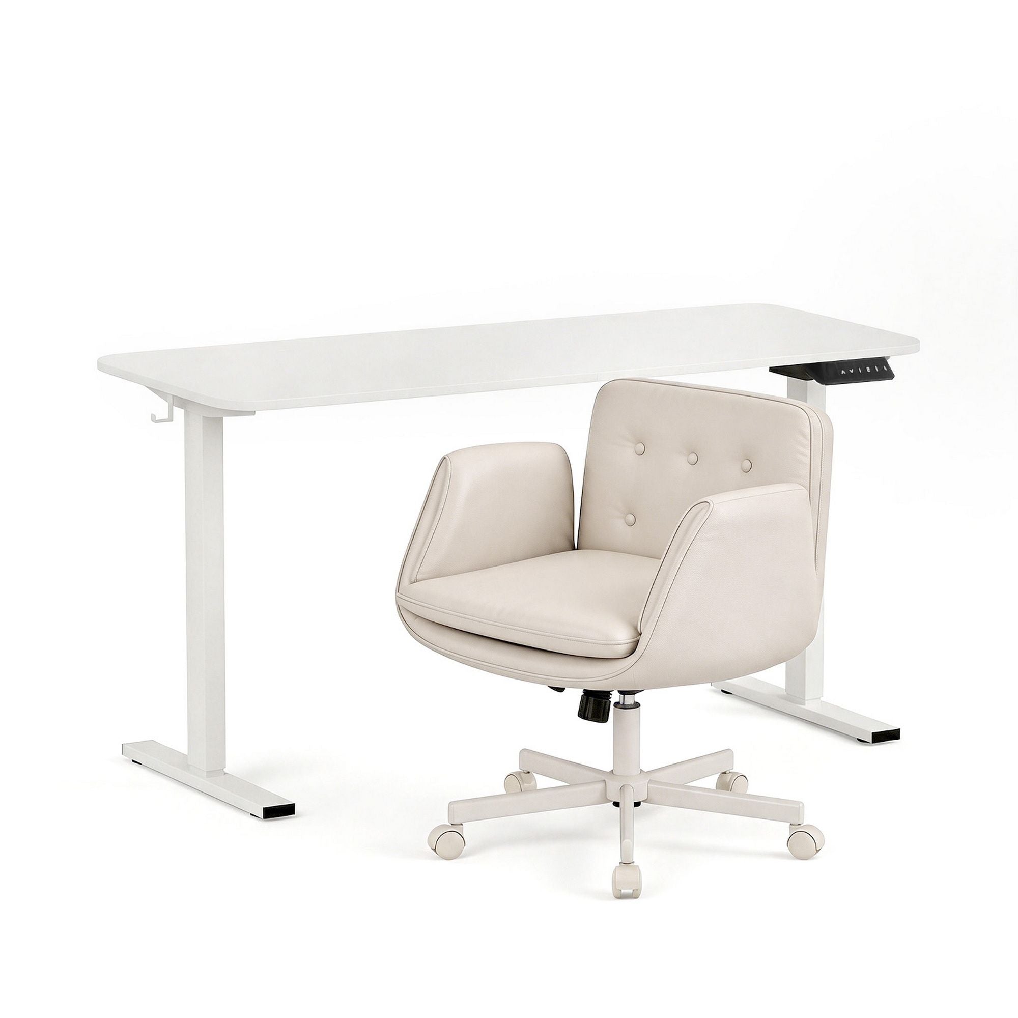 Artiss Criss Cross Chair with Wheels & Adjustable Armrests and Electric Standing Desk 140cm with Memory HASD-ET156E-2018-BG