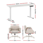 Artiss Criss Cross Chair with Wheels & Adjustable Armrests and Electric Standing Desk 140cm with Memory HASD-ET156E-2018-BG