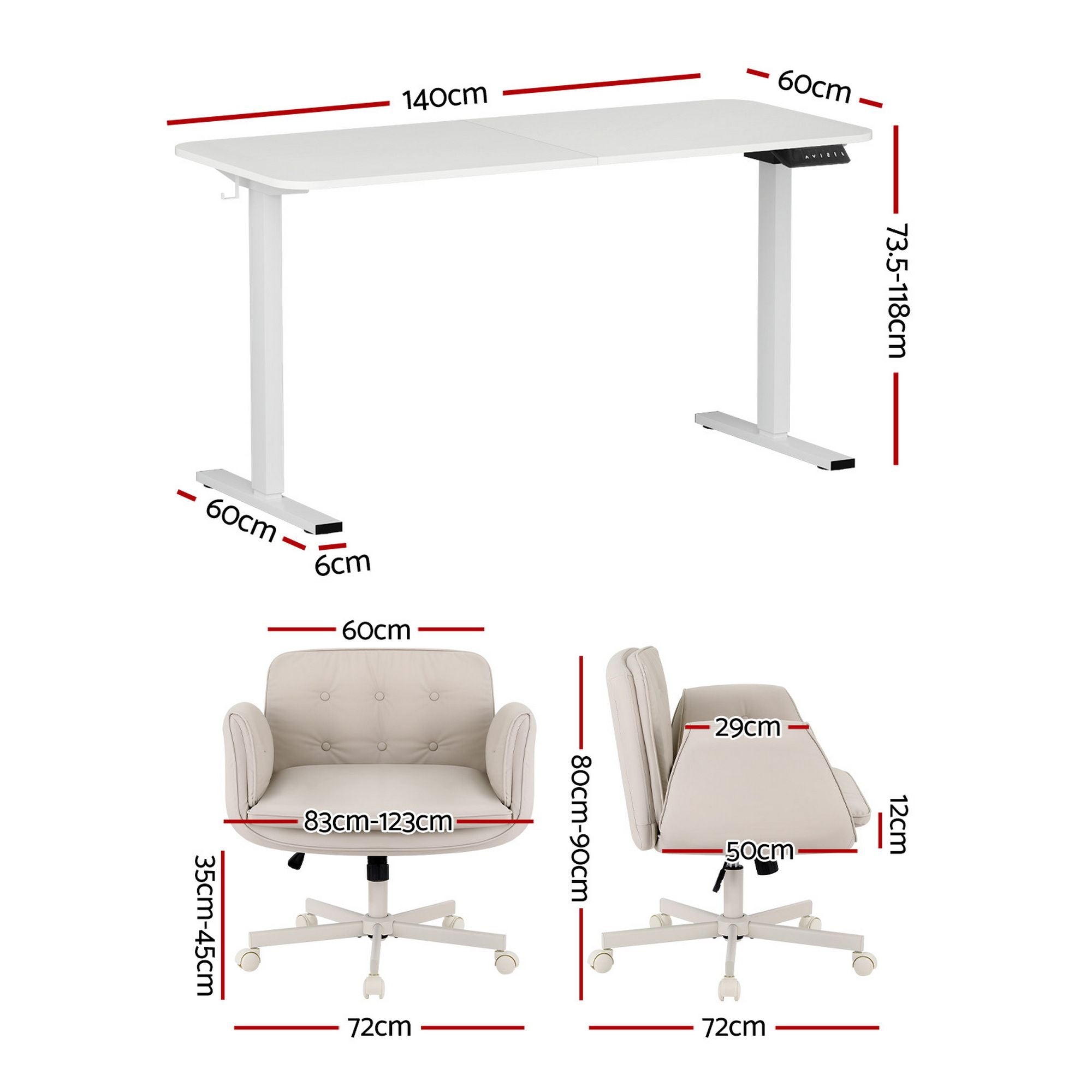 Artiss Criss Cross Chair with Wheels & Adjustable Armrests and Electric Standing Desk 140cm with Memory HASD-ET156E-2018-BG