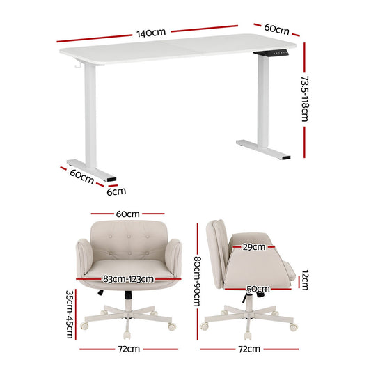 Artiss Criss Cross Chair with Wheels & Adjustable Armrests and Electric Standing Desk 140cm with Memory HASD-ET156E-2018-BG