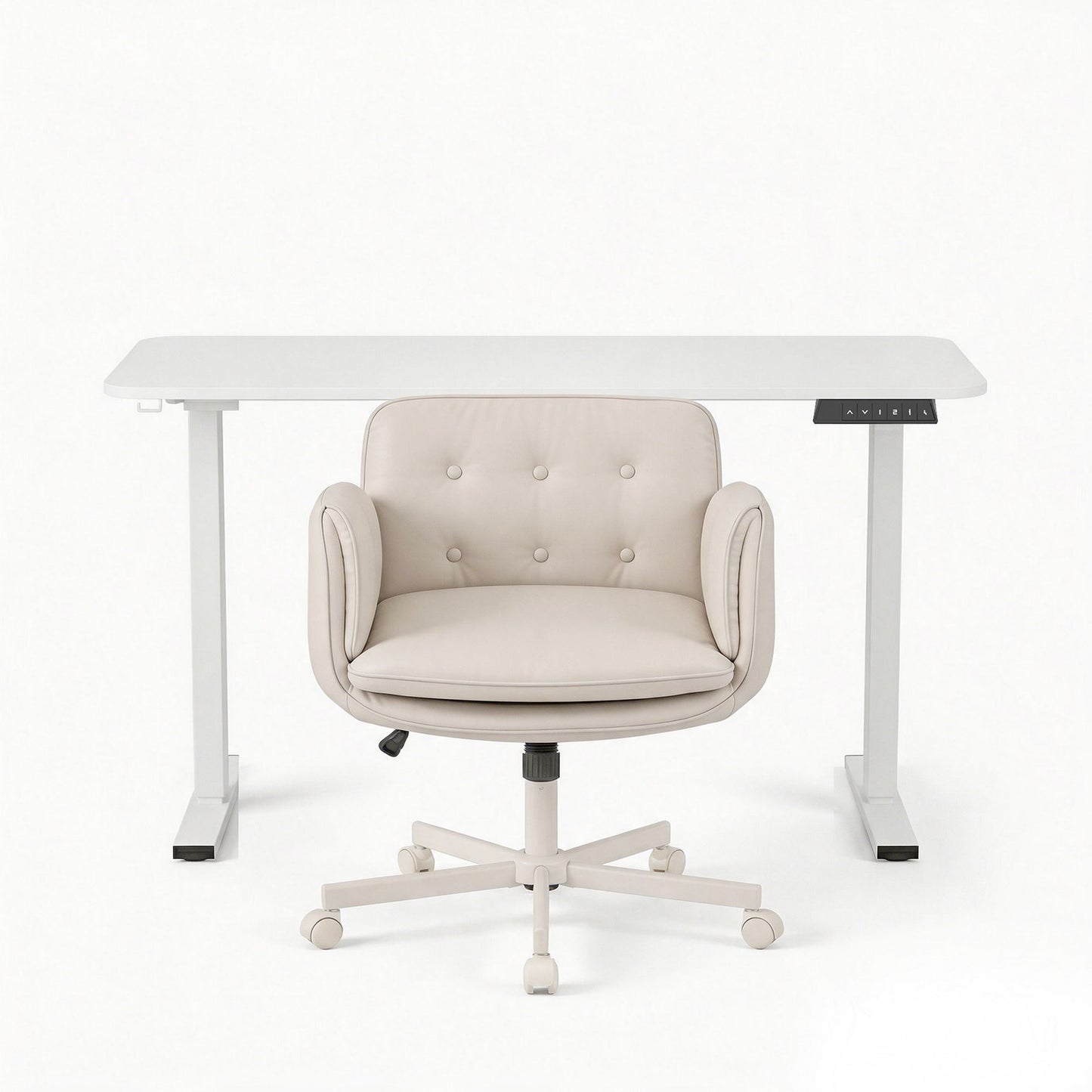 Artiss Criss Cross Chair with Wheels & Adjustable Armrests and Electric Standing Desk 140cm with Memory HASD-ET156E-2018-BG