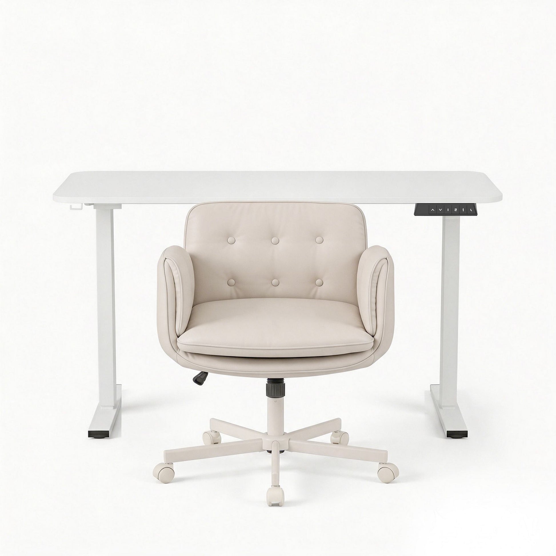 Artiss Criss Cross Chair with Wheels & Adjustable Armrests and Electric Standing Desk 140cm with Memory HASD-ET156E-2018-BG
