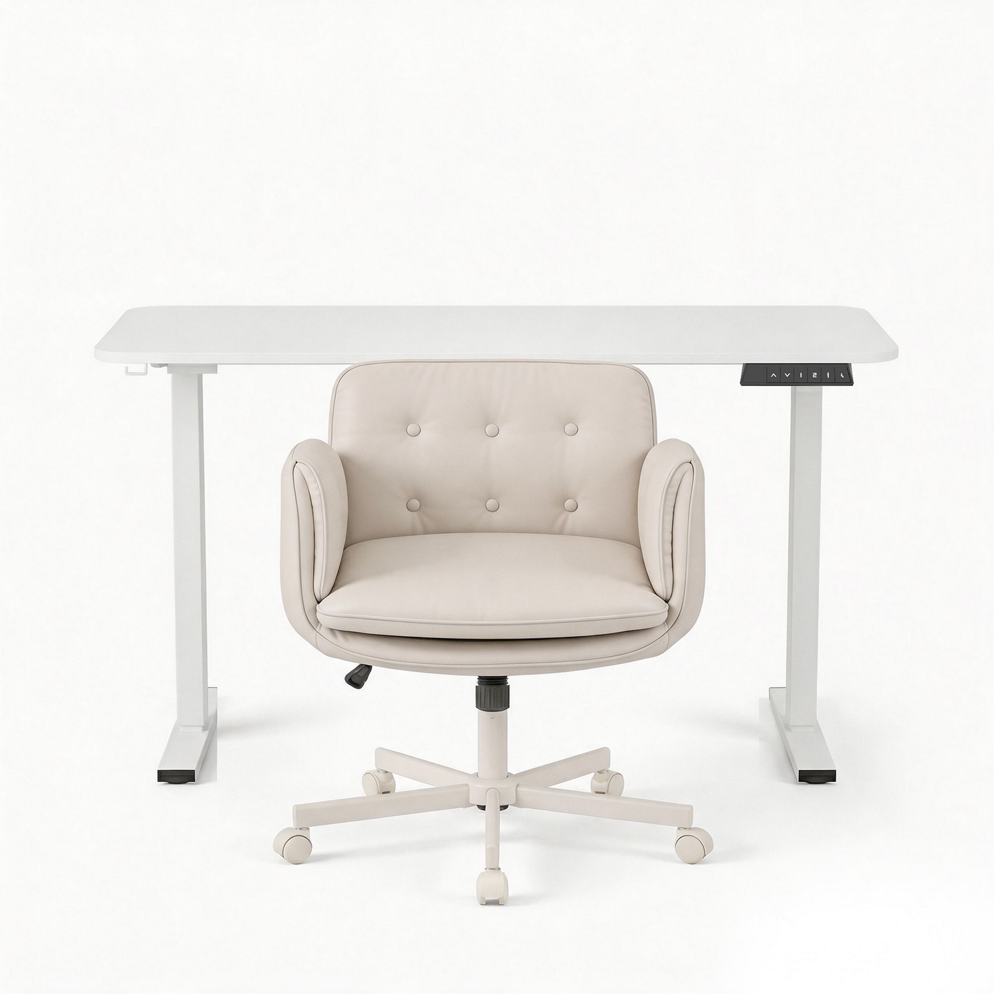 Artiss Criss Cross Chair with Wheels & Adjustable Armrests and Electric Standing Desk 140cm with Memory HASD-ET156E-2018-BG