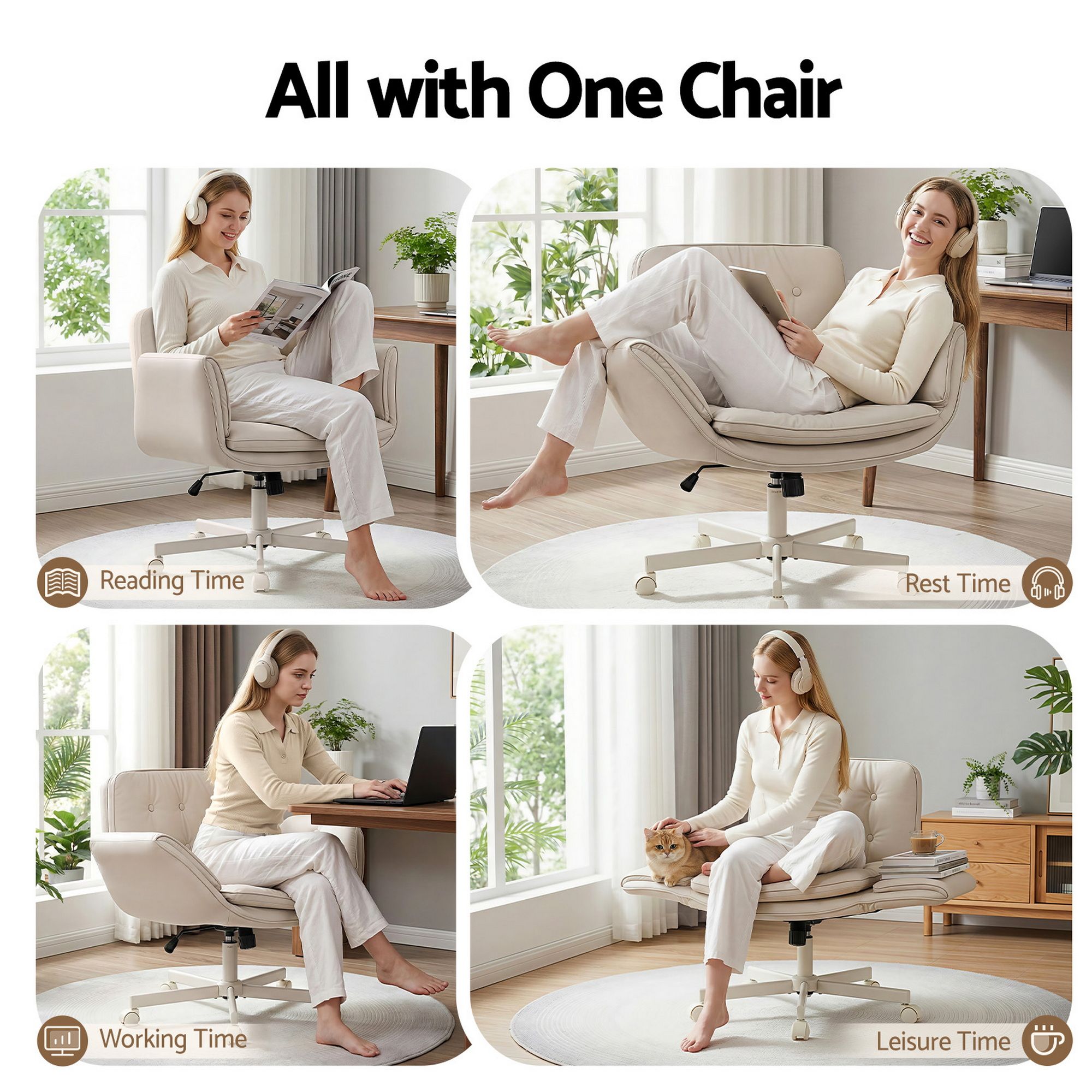 Artiss Criss Cross Chair with Wheels & Adjustable Armrests and Electric Standing Desk 140cm with Memory HASD-ET156E-2018-BG