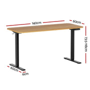 Artiss Electric Standing Desk 140cm Adjustable Height Motorised Home Office Desk Oak Black HASD-ET156E-BKNT