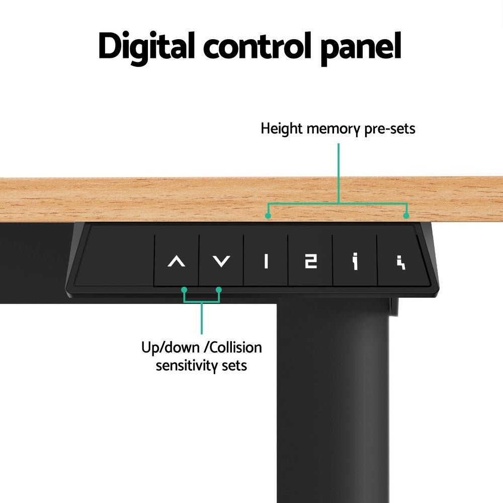 Artiss Electric Standing Desk 140cm Adjustable Height Motorised Home Office Desk Oak Black HASD-ET156E-BKNT