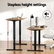 Artiss Electric Standing Desk 140cm Adjustable Height Motorised Home Office Desk Oak Black HASD-ET156E-BKNT
