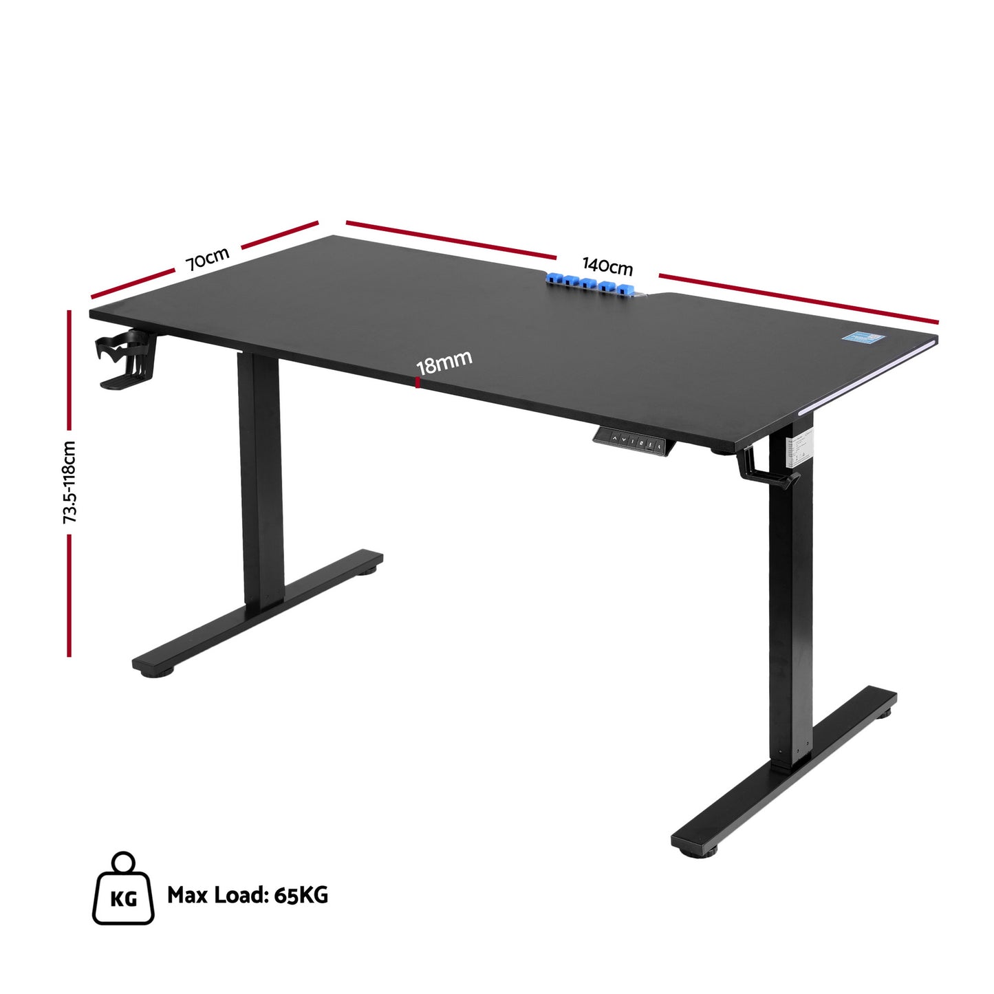Artiss Electric Standing Desk Height Adjustable Gaming Desk Home Office 140cm HASD-ET156E-GAME-BK-AB