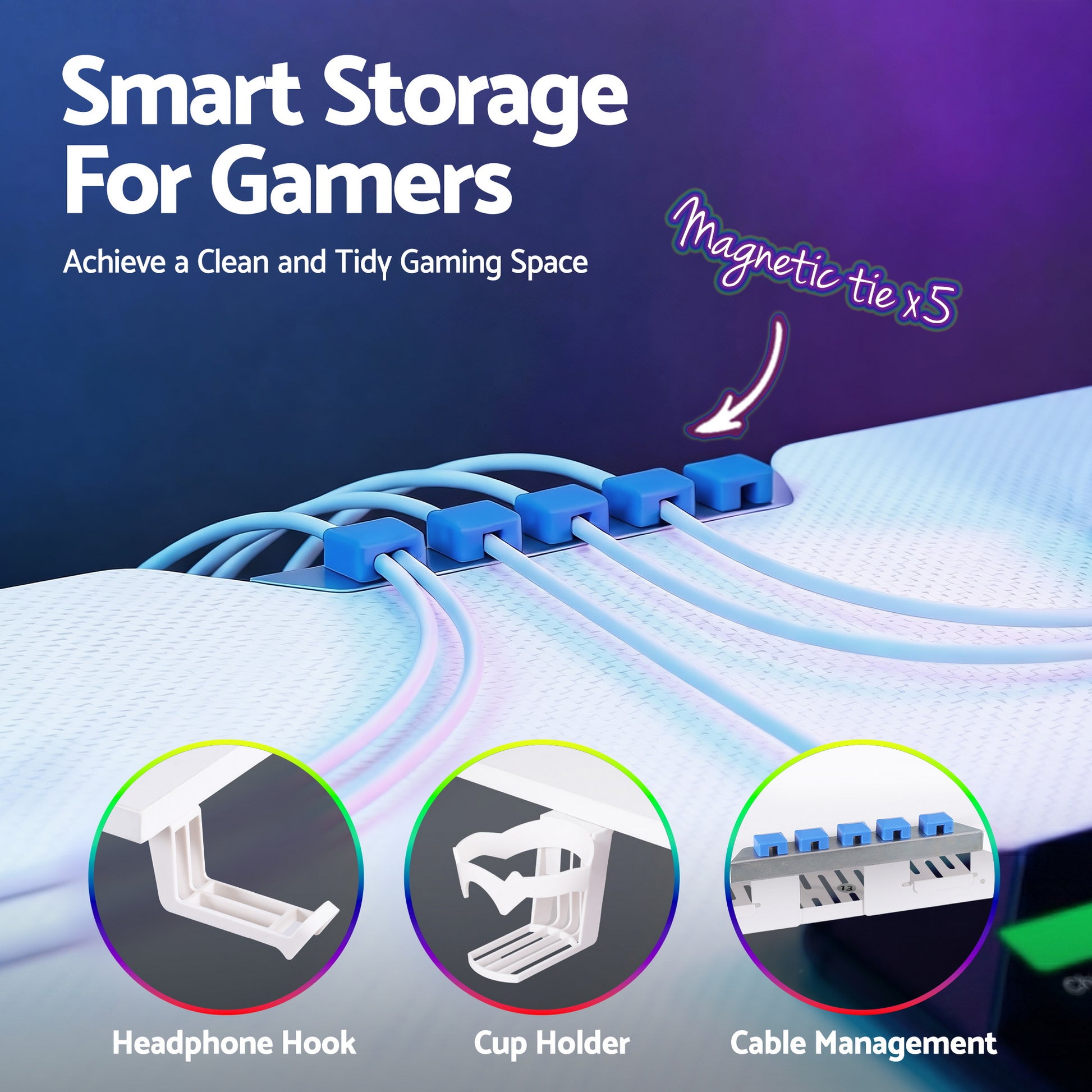 Artiss Electric Standing Desk Height Adjustable Gaming Desk Home Office 140cm HASD-ET156E-GAME-WH-AB