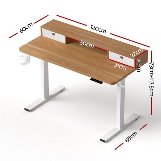 Artiss Electric Standing Desk Height Adjustable Sit Stand Desk Home Office HASD-ET156E-SHELF-WD-AB