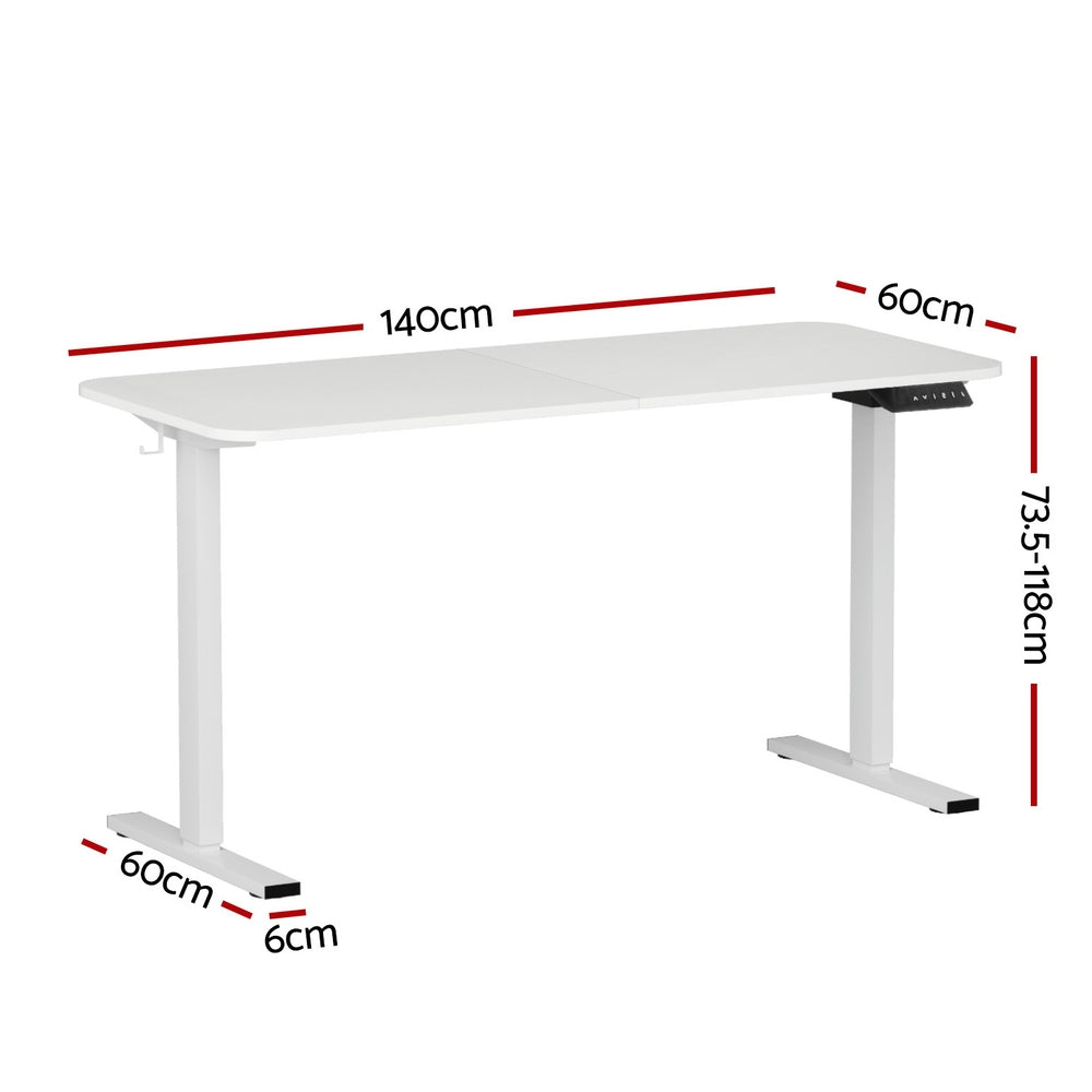 Artiss Electric Standing Desk 140cm Adjustable Height Motorised Home Office Desk White HASD-ET156E-WH