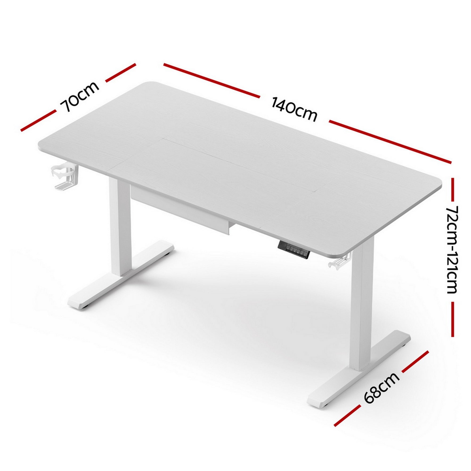 Artiss Electric Standing Desk 140cm Adjustable Height Motorised Home Office Desk Drawer HASD-ET262-WH-ABC