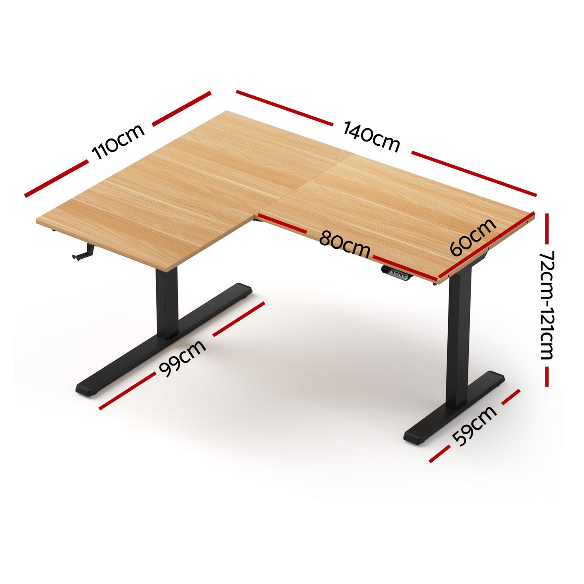 Artiss L-Shape Electric Standing Desk Sit Stand Up Height Adjustable Motorised HASD-ET262DL-WD-AB
