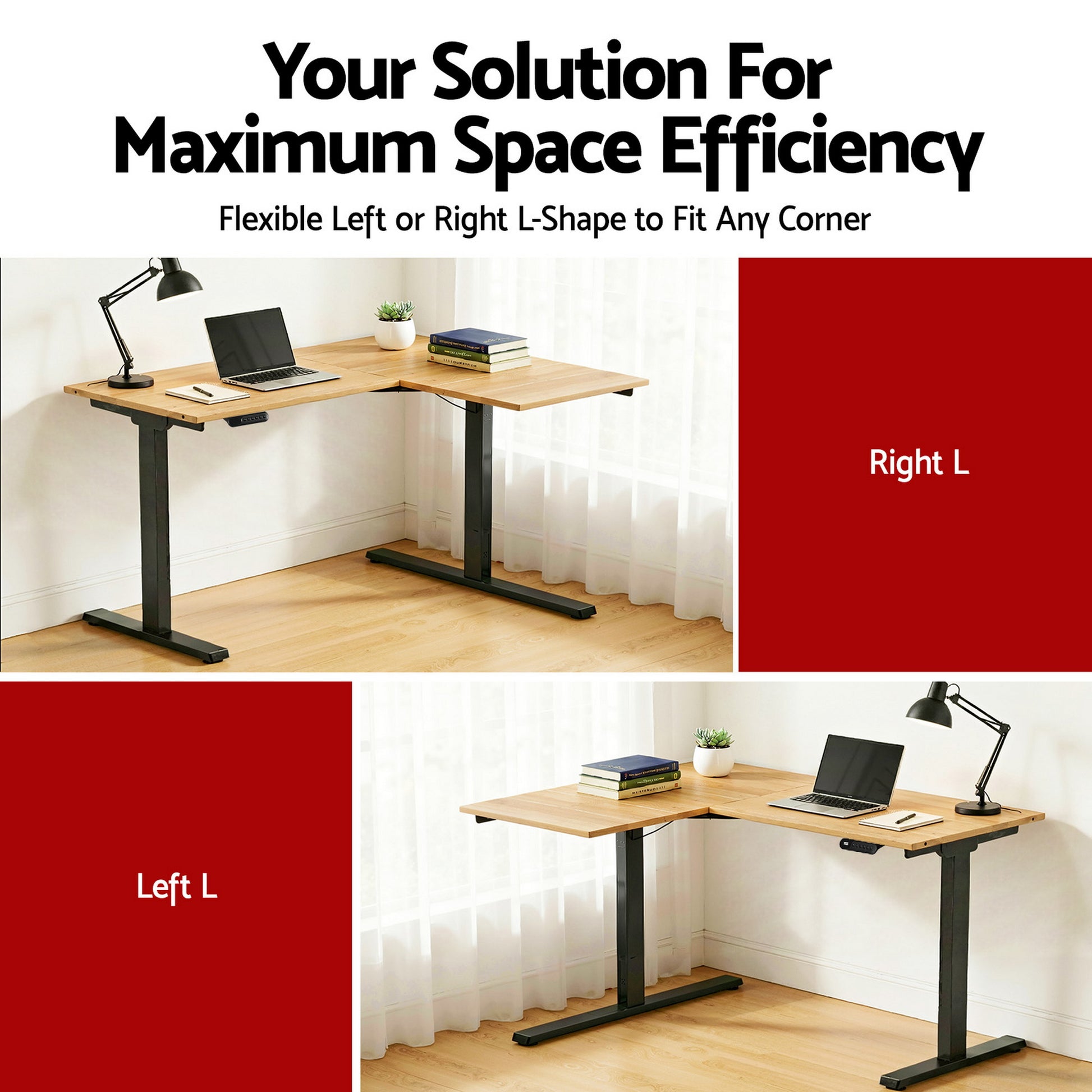 Artiss L-Shape Electric Standing Desk Sit Stand Up Height Adjustable Motorised HASD-ET262DL-WD-AB