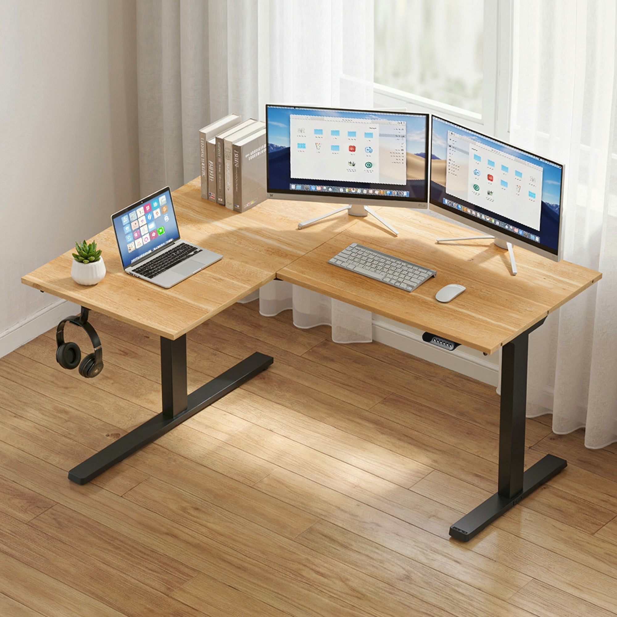 Artiss L-Shape Electric Standing Desk Sit Stand Up Height Adjustable Motorised HASD-ET262DL-WD-AB