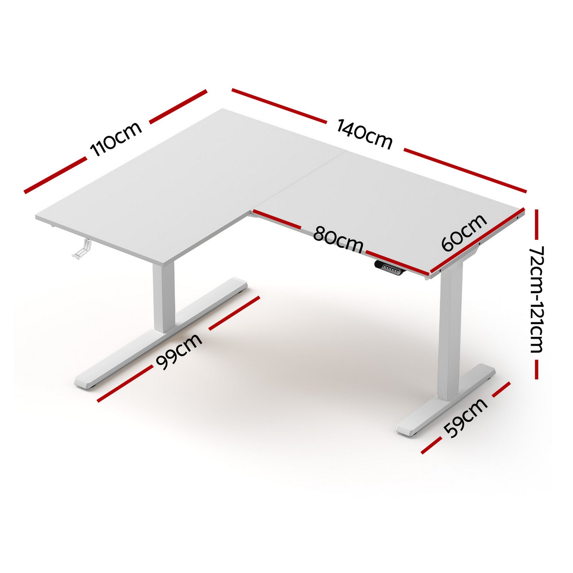 Artiss L-Shape Standing Desk Sit Stand Up Height Adjustable Electric Motorised White HASD-ET262DL-WH-AB