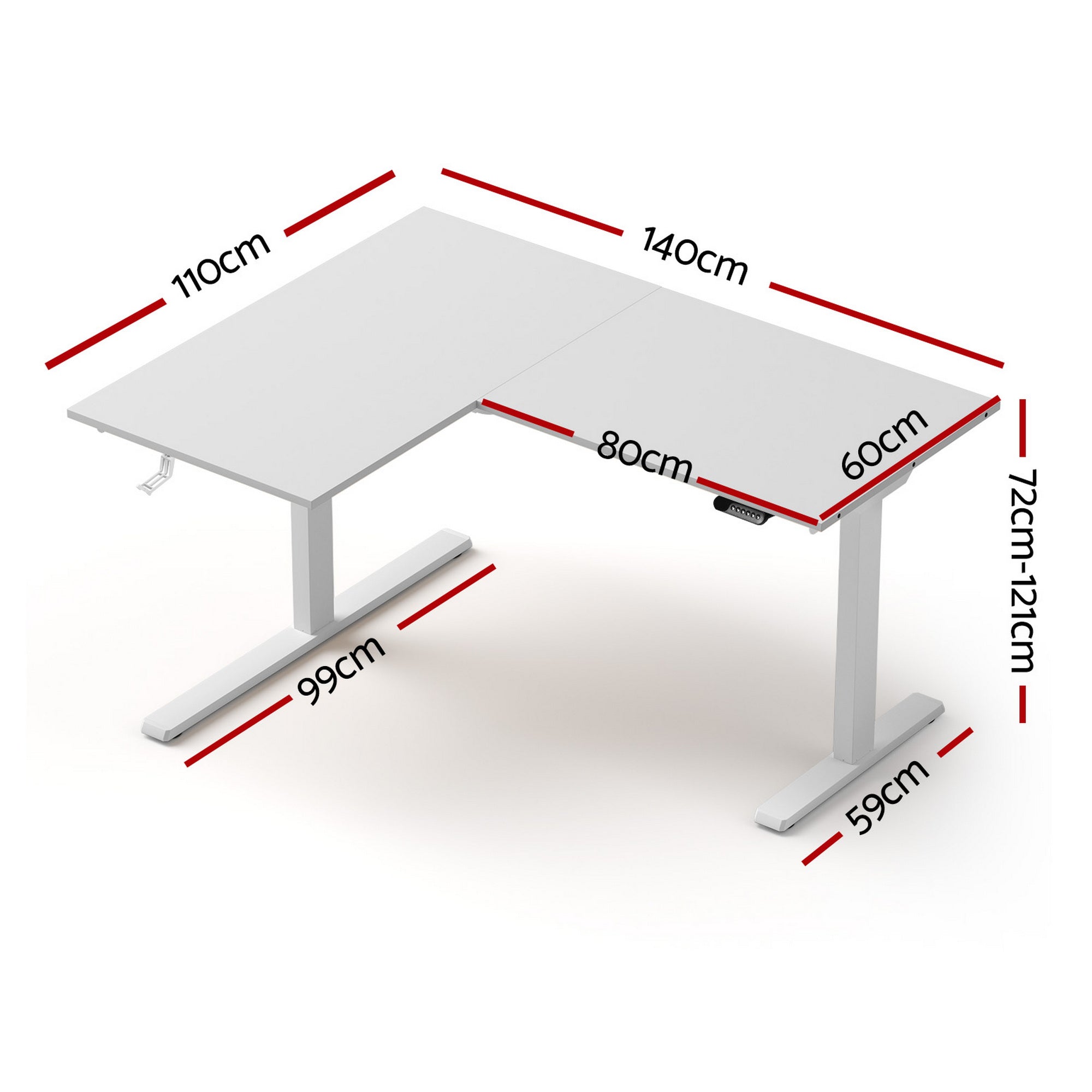 Artiss L-Shape Standing Desk Sit Stand Up Height Adjustable Electric Motorised White HASD-ET262DL-WH-AB