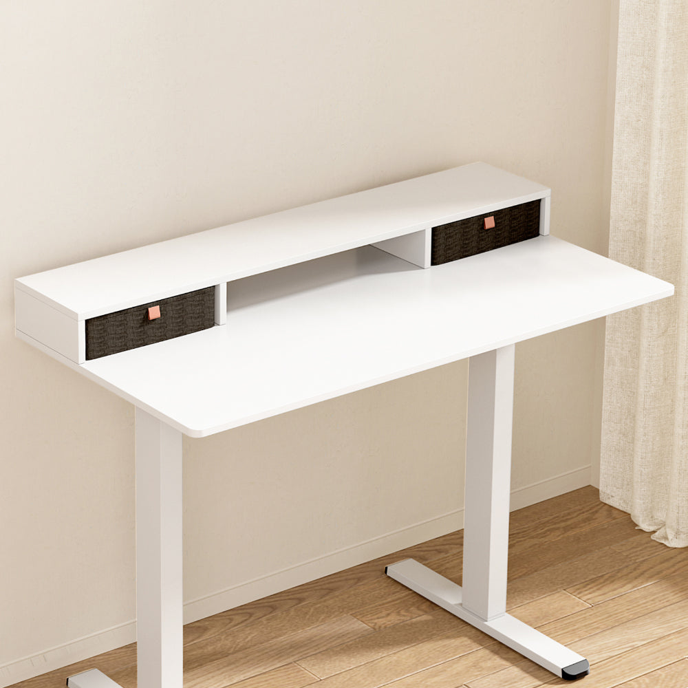Artiss Standing Desk Desktop Storage Rack Shelf Removable Bookshelf Drawer 120cm HDR-004-WH