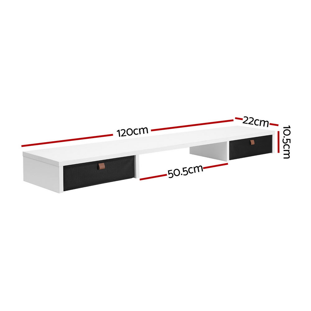 Artiss Standing Desk Desktop Storage Rack Shelf Removable Bookshelf Drawer 120cm HDR-004-WH