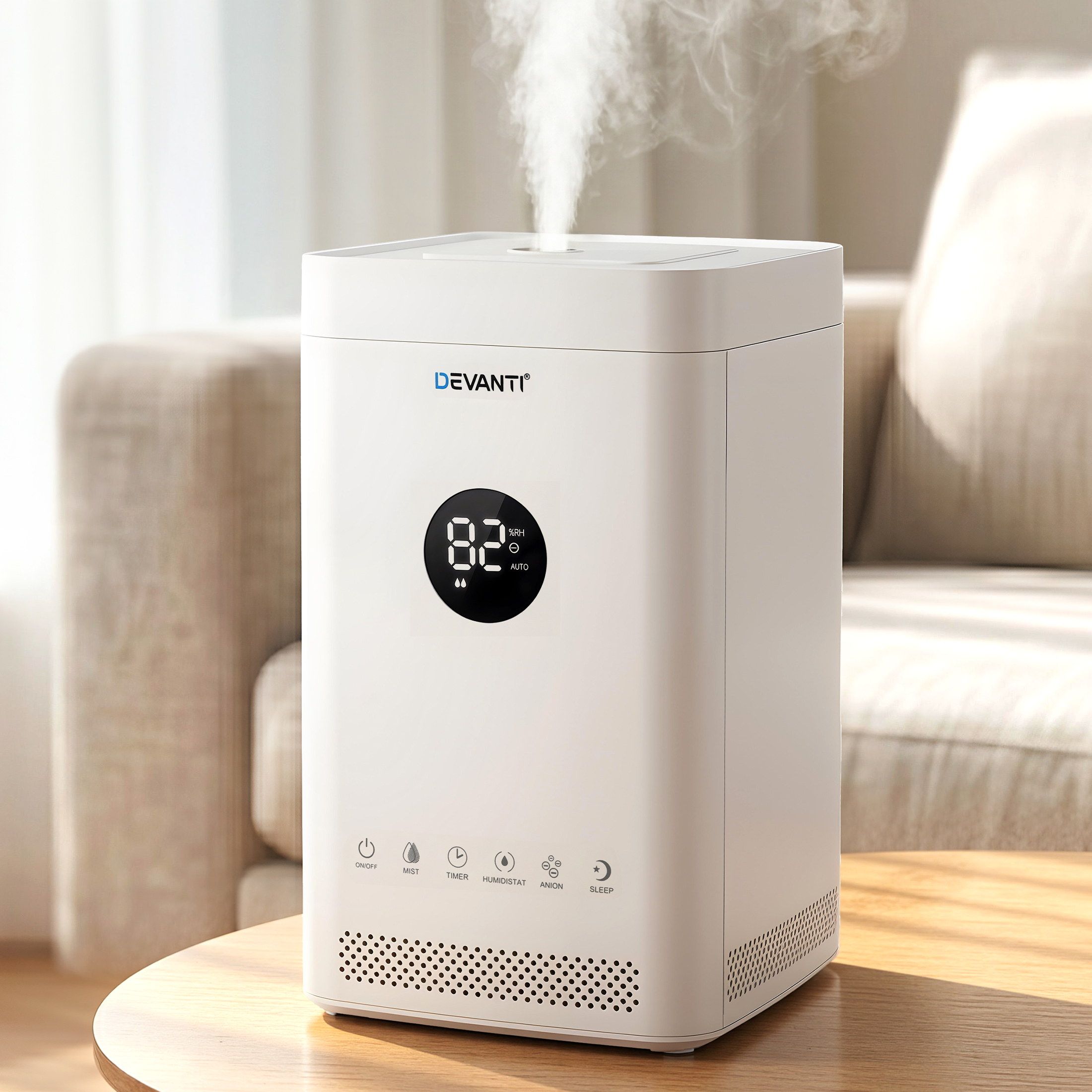 Devanti Ultrasonic Humidifier Air Purifier Top Fill Auto Humidity 3.5L White HM-3Z5L-TOUCH-WH